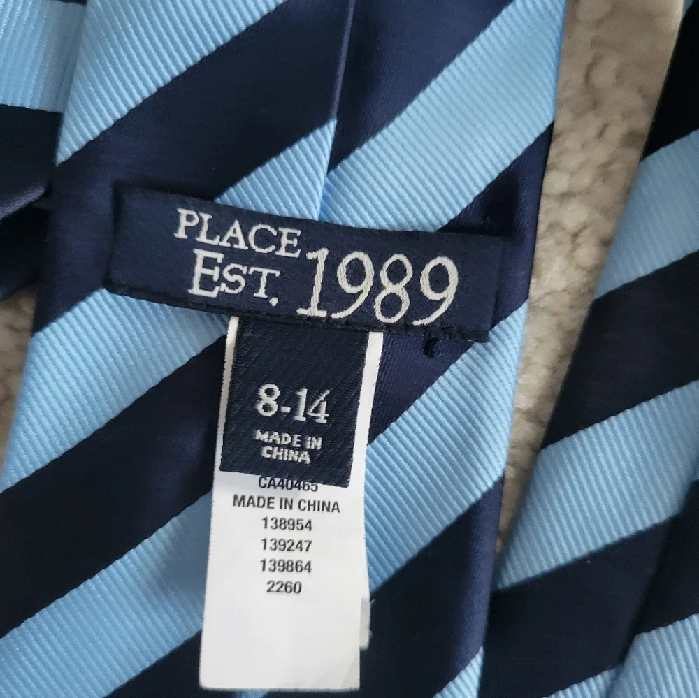 Boys Striped Navy and Light Blue Tie Size 8-14